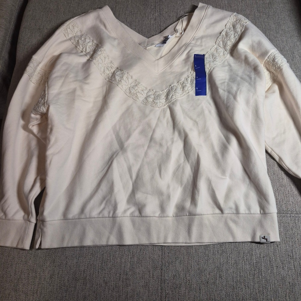 Lot 3 JoyLab Womens V-Neck Lace Trim Sweatshirt & 2 All in Motions Leggings L - Picture 2 of 2